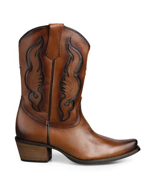 Botín Vaquero Miel Grabado 20035